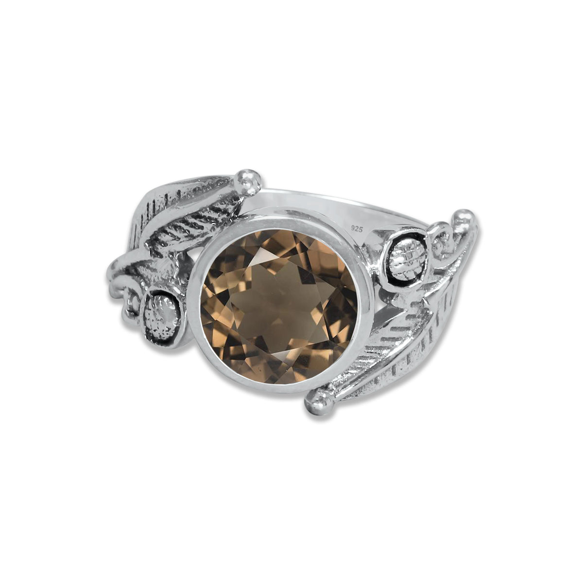 Sterling Silver Leaf Embrace Ring with Natural Gemstones – 9 Variants | Made to Order