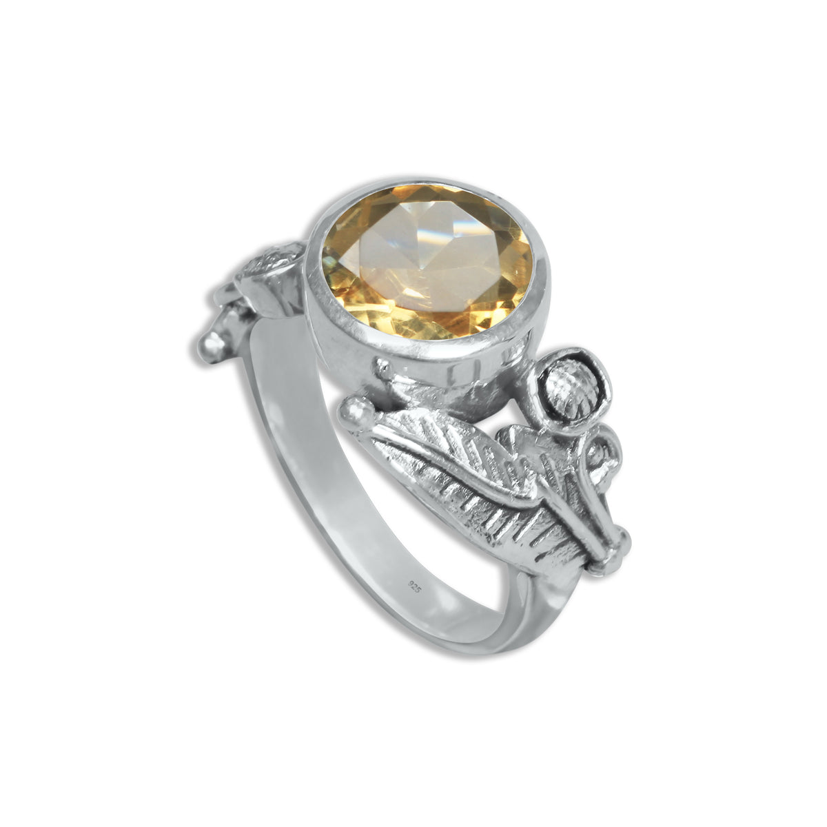 Sterling Silver Leaf Embrace Ring with Natural Gemstones – 9 Variants | Made to Order