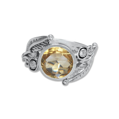 Sterling Silver Leaf Embrace Ring with Natural Gemstones – 9 Variants | Made to Order