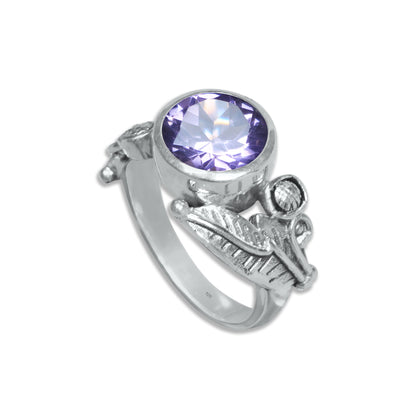 Sterling Silver Leaf Embrace Ring with Natural Gemstones – 9 Variants | Made to Order