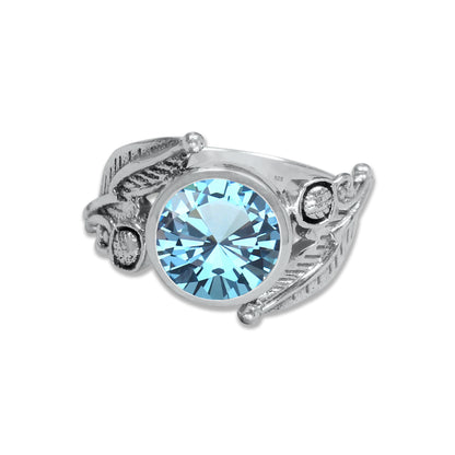 Sterling Silver Leaf Embrace Ring with Natural Gemstones – 9 Variants | Made to Order
