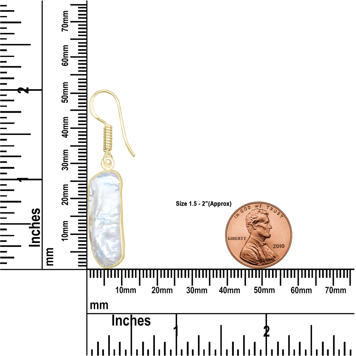 Natural Biwa Pearl Drop Earrings – 18K Gold Plated | Wholesale