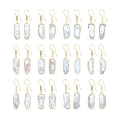 Natural Biwa Pearl Drop Earrings – 18K Gold Plated | Wholesale