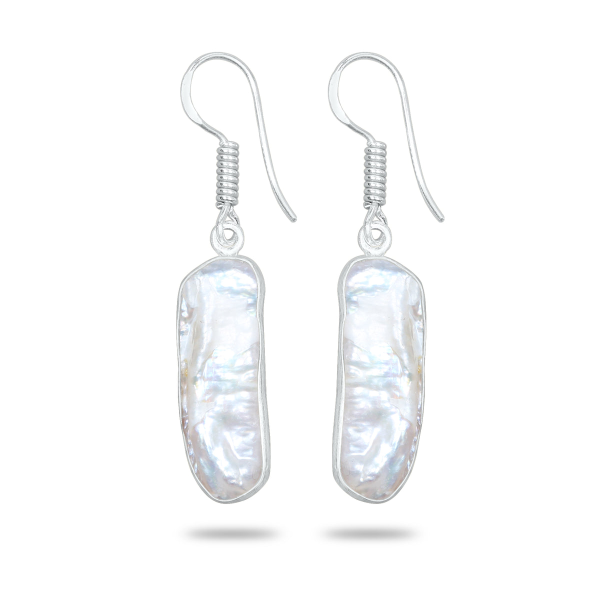 Natural Biwa Pearl Drop Earrings – Silver Plated | Wholesale