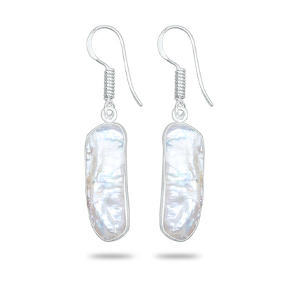 Natural Biwa Pearl Drop Earrings – Silver Plated | Wholesale