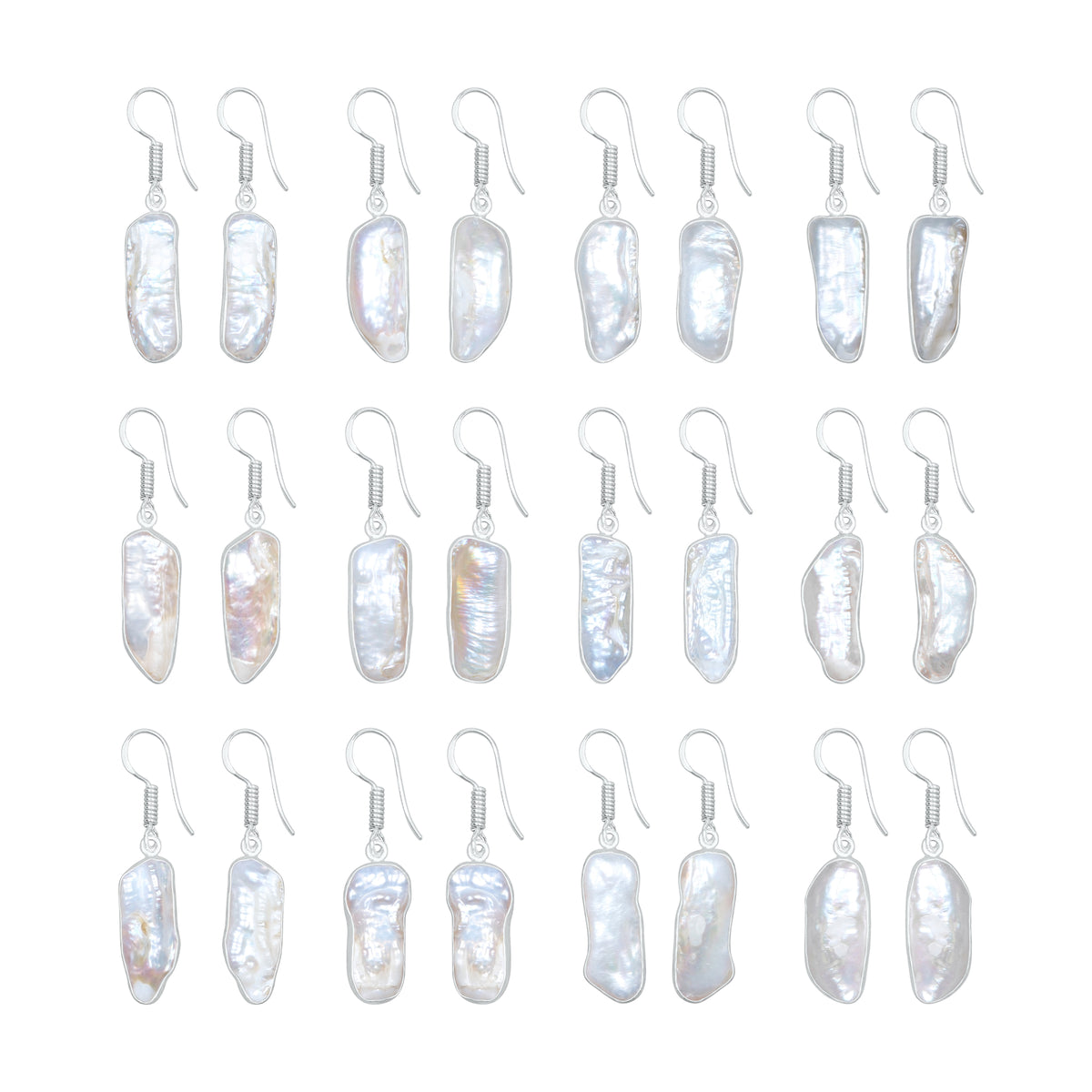 Natural Biwa Pearl Drop Earrings – Silver Plated | Wholesale