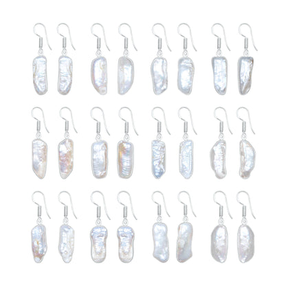 Natural Biwa Pearl Drop Earrings – Silver Plated | Wholesale
