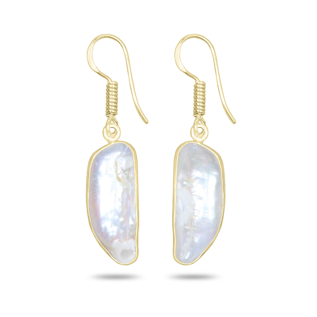 Natural Biwa Pearl Drop Earrings – 18K Gold Plated | Wholesale