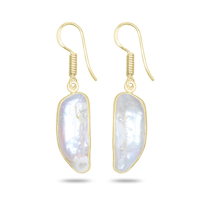 Natural Biwa Pearl Drop Earrings – 18K Gold Plated | Wholesale
