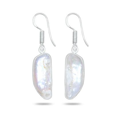 Natural Biwa Pearl Drop Earrings – Silver Plated | Wholesale