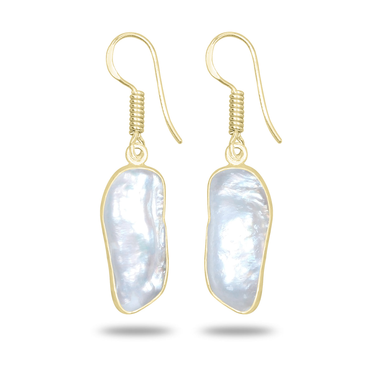 Natural Biwa Pearl Drop Earrings – 18K Gold Plated | Wholesale