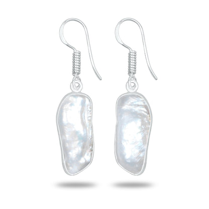 Natural Biwa Pearl Drop Earrings – Silver Plated | Wholesale