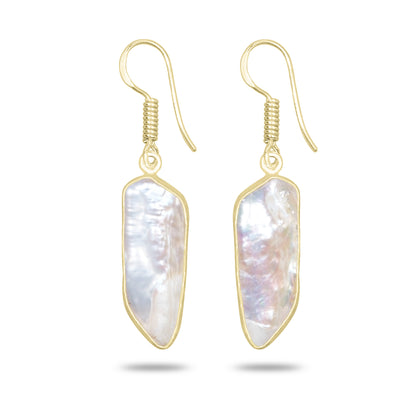 Natural Biwa Pearl Drop Earrings – 18K Gold Plated | Wholesale