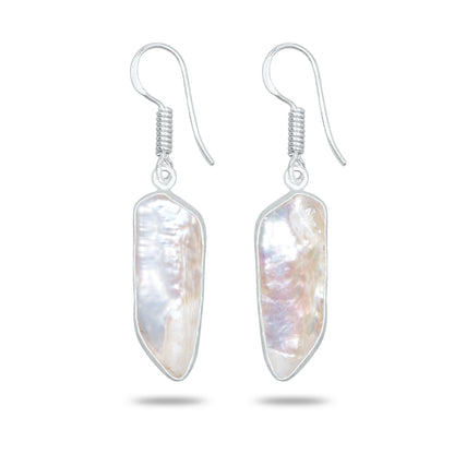 Natural Biwa Pearl Drop Earrings – Silver Plated | Wholesale