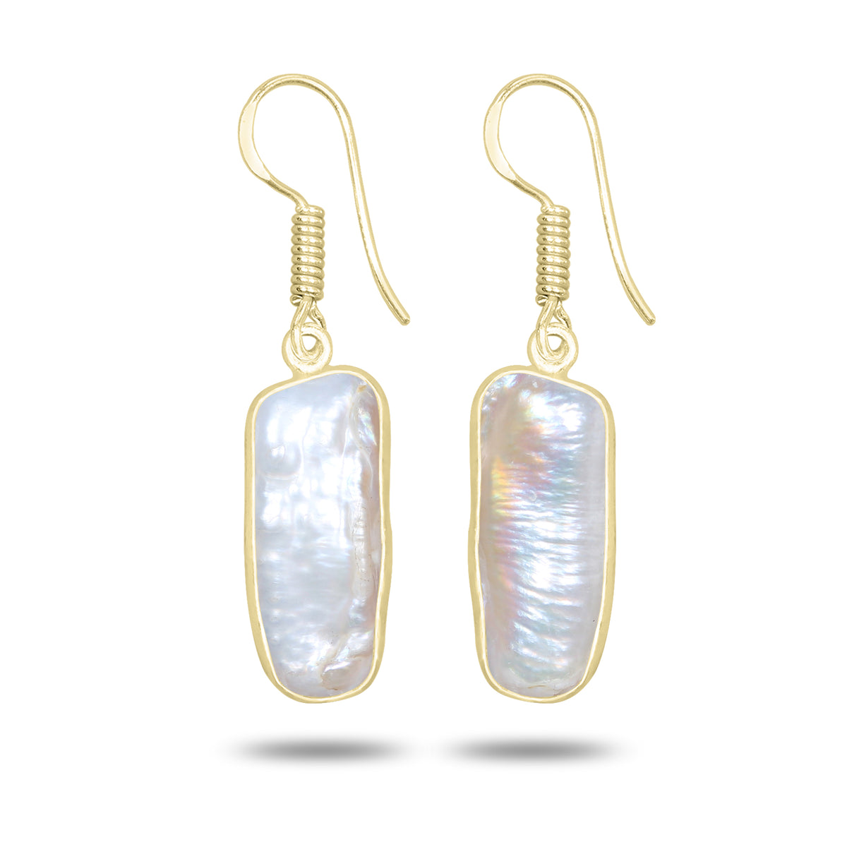 Natural Biwa Pearl Drop Earrings – 18K Gold Plated | Wholesale