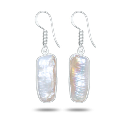 Natural Biwa Pearl Drop Earrings – Silver Plated | Wholesale