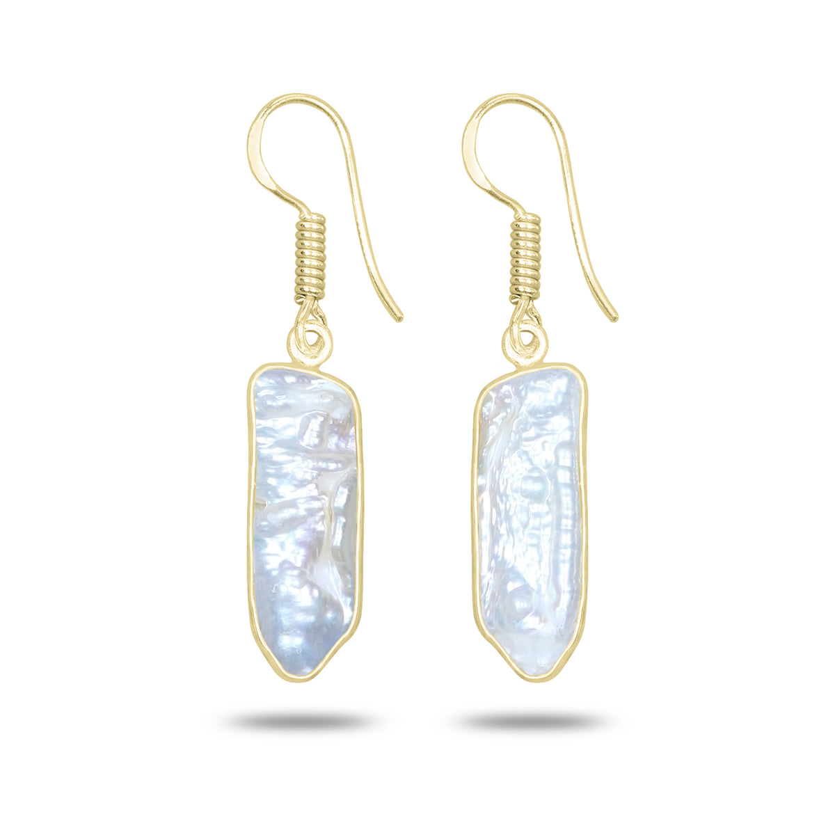 Natural Biwa Pearl Drop Earrings – 18K Gold Plated | Wholesale