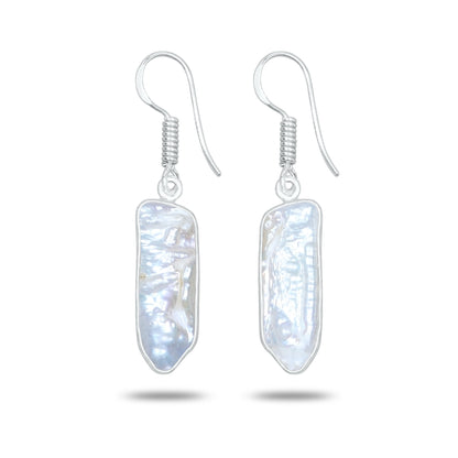 Natural Biwa Pearl Drop Earrings – Silver Plated | Wholesale