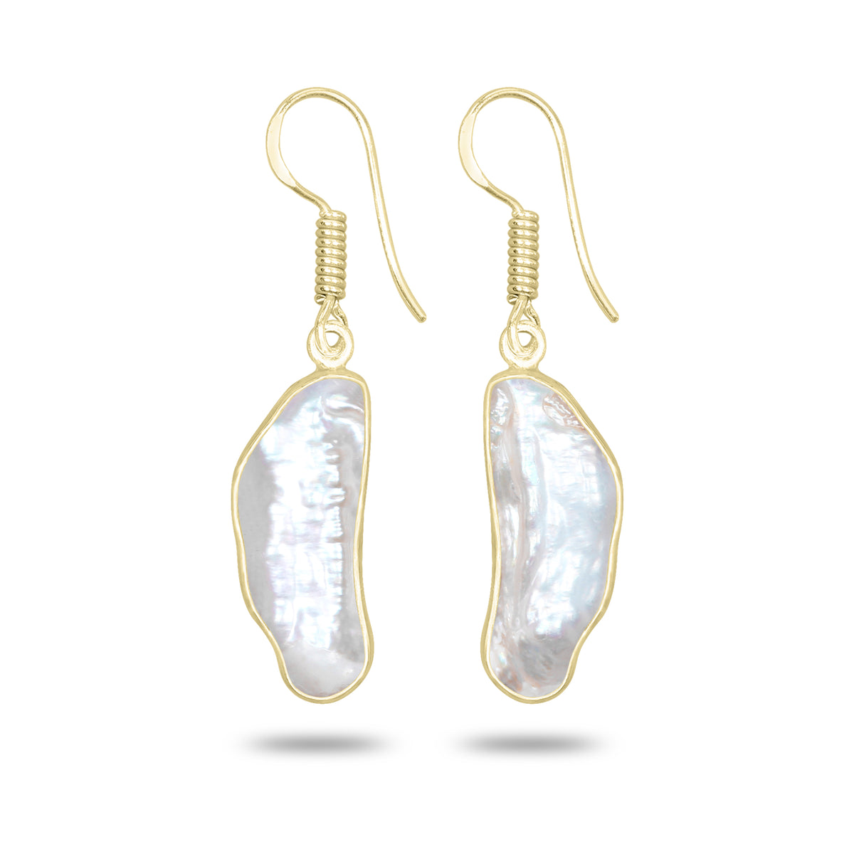 Natural Biwa Pearl Drop Earrings – 18K Gold Plated | Wholesale