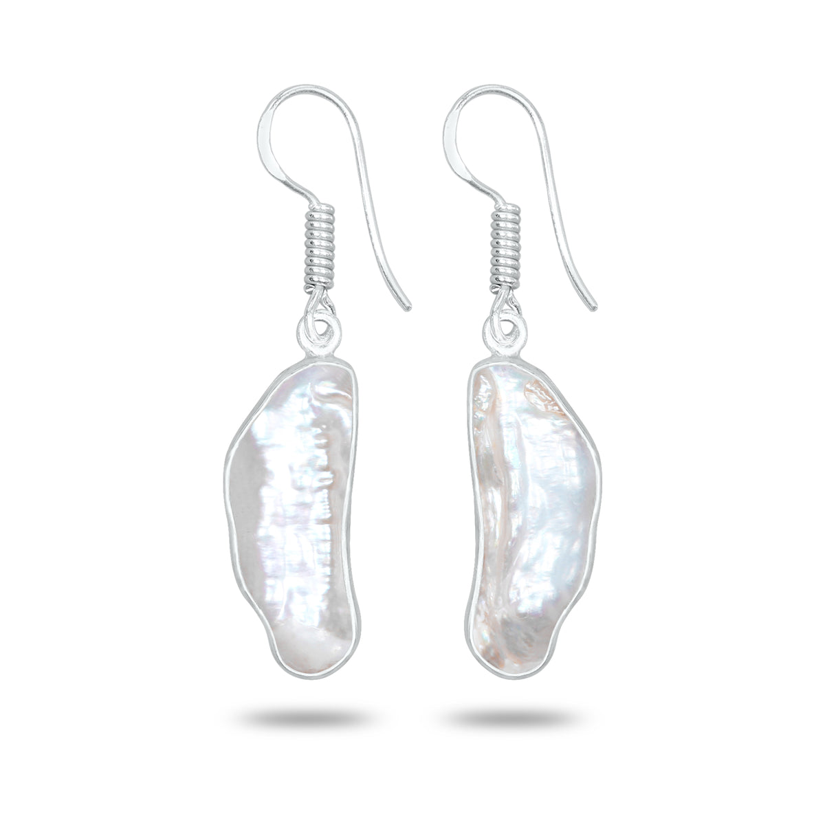 Natural Biwa Pearl Drop Earrings – Silver Plated | Wholesale