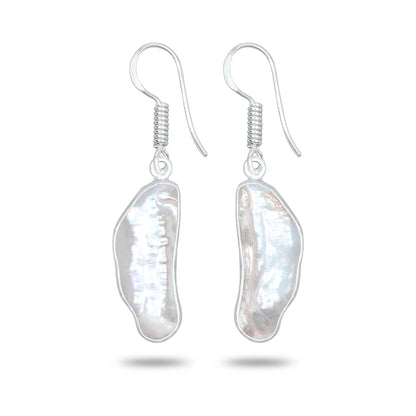 Natural Biwa Pearl Drop Earrings – Silver Plated | Wholesale