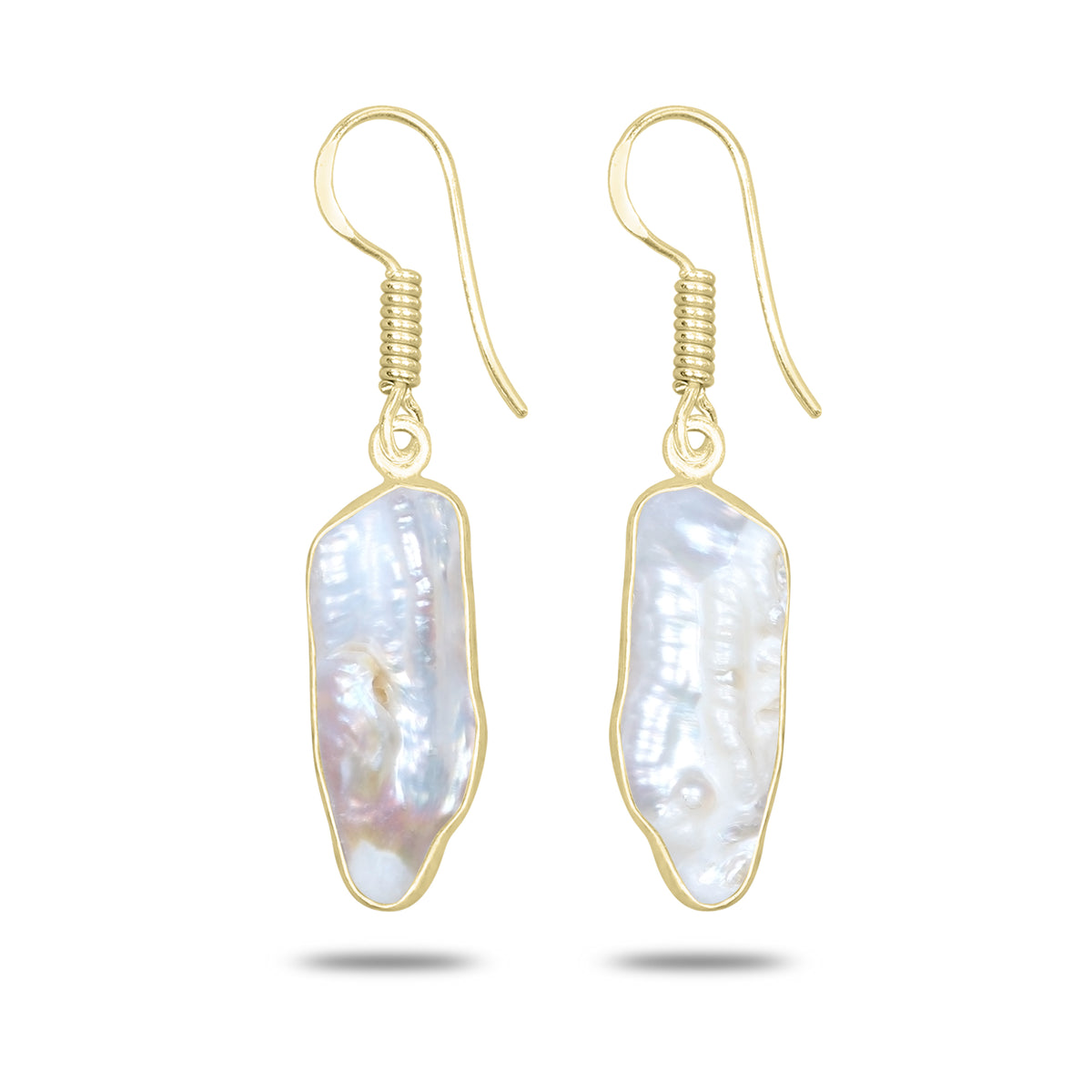 Natural Biwa Pearl Drop Earrings – 18K Gold Plated | Wholesale