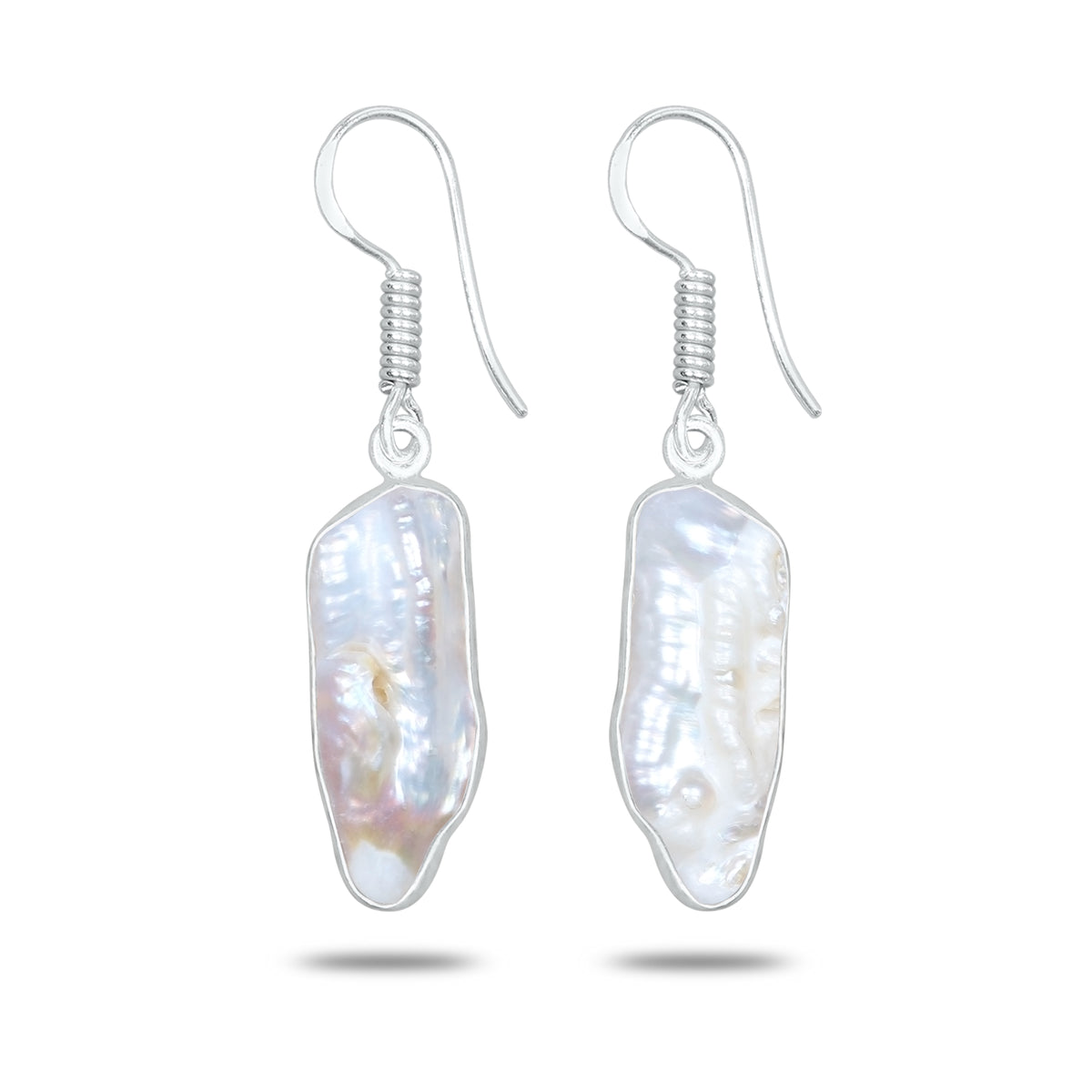Natural Biwa Pearl Drop Earrings – Silver Plated | Wholesale