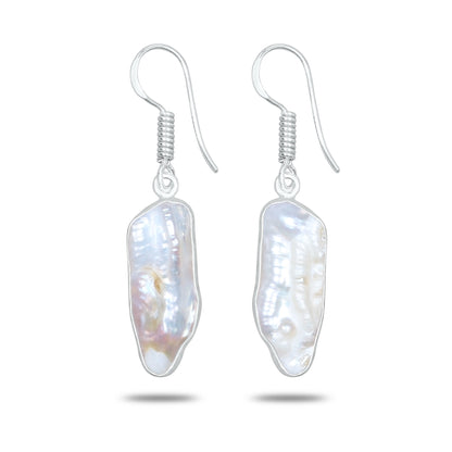 Natural Biwa Pearl Drop Earrings – Silver Plated | Wholesale