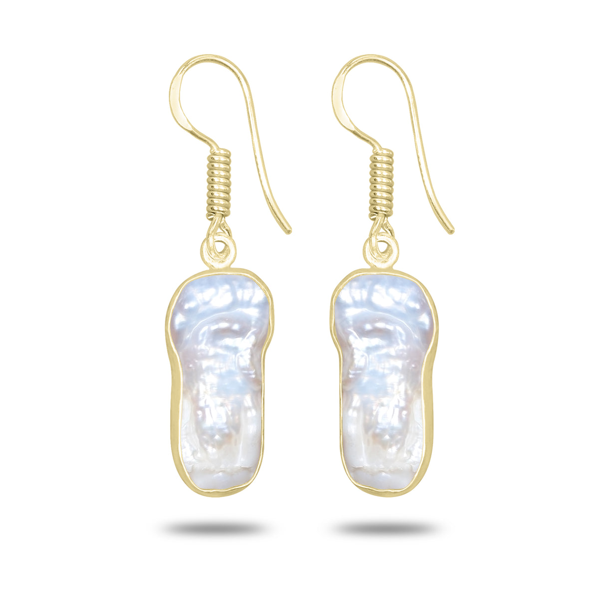 Natural Biwa Pearl Drop Earrings – 18K Gold Plated | Wholesale