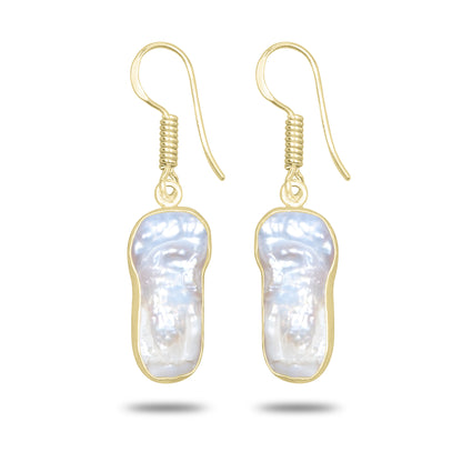 Natural Biwa Pearl Drop Earrings – 18K Gold Plated | Wholesale