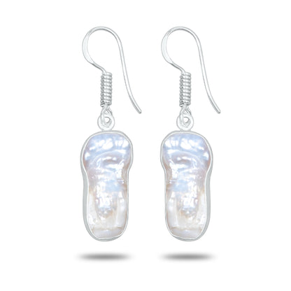 Natural Biwa Pearl Drop Earrings – Silver Plated | Wholesale