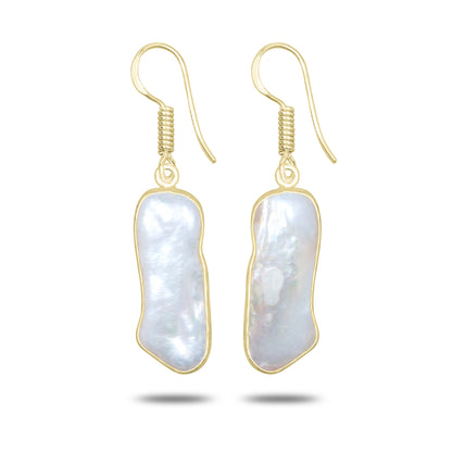 Natural Biwa Pearl Drop Earrings – 18K Gold Plated | Wholesale