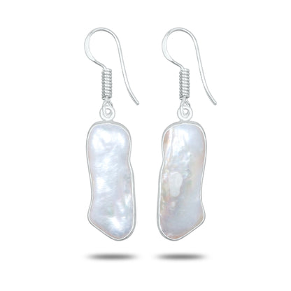 Natural Biwa Pearl Drop Earrings – Silver Plated | Wholesale