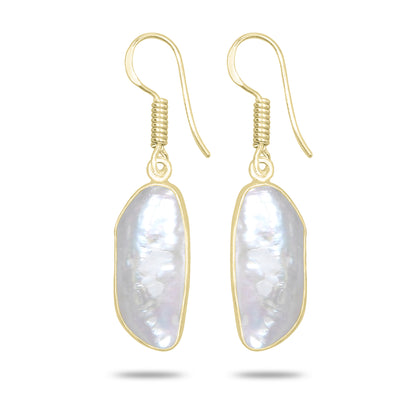 Natural Biwa Pearl Drop Earrings – 18K Gold Plated | Wholesale