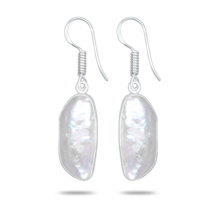 Natural Biwa Pearl Drop Earrings – Silver Plated | Wholesale