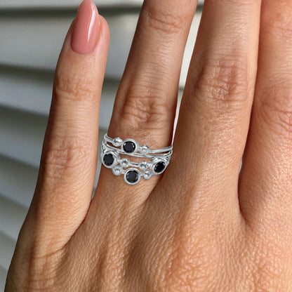 Boho Bubble Band Ring in 925 Sterling Silver – Natural Gemstone Variants | Made to Order