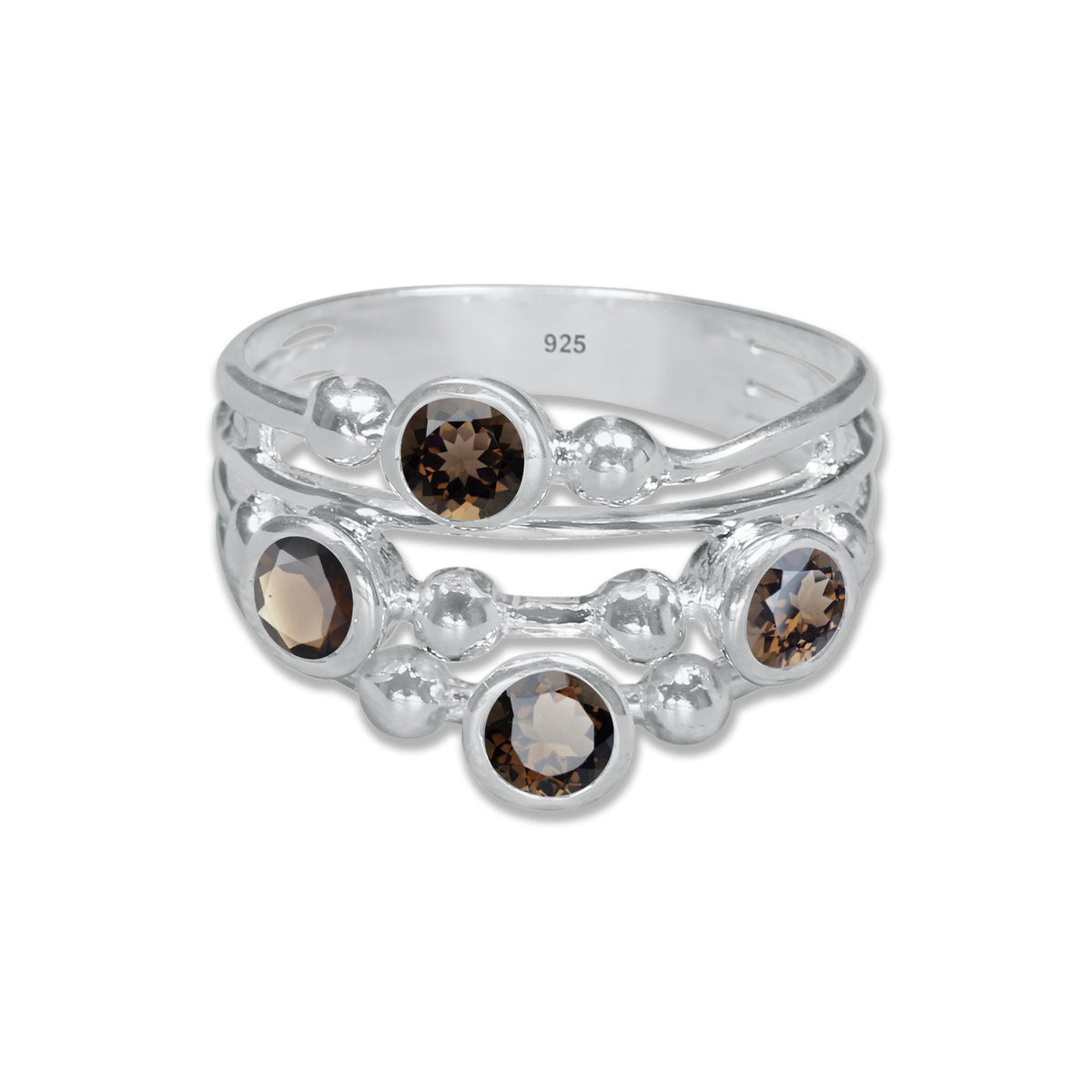 Boho Bubble Band Ring in 925 Sterling Silver – Natural Gemstone Variants | Made to Order