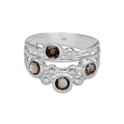 Boho Bubble Band Ring in 925 Sterling Silver – Natural Gemstone Variants | Made to Order