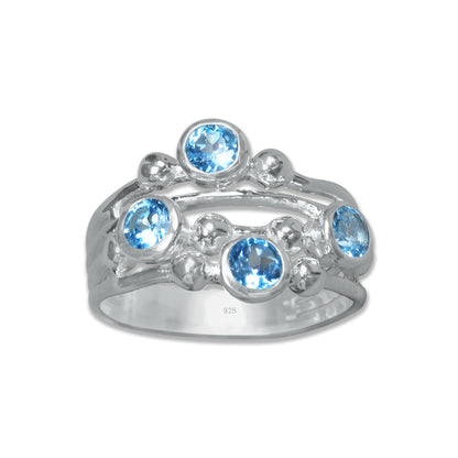 Boho Bubble Band Ring in 925 Sterling Silver – Natural Gemstone Variants | Made to Order