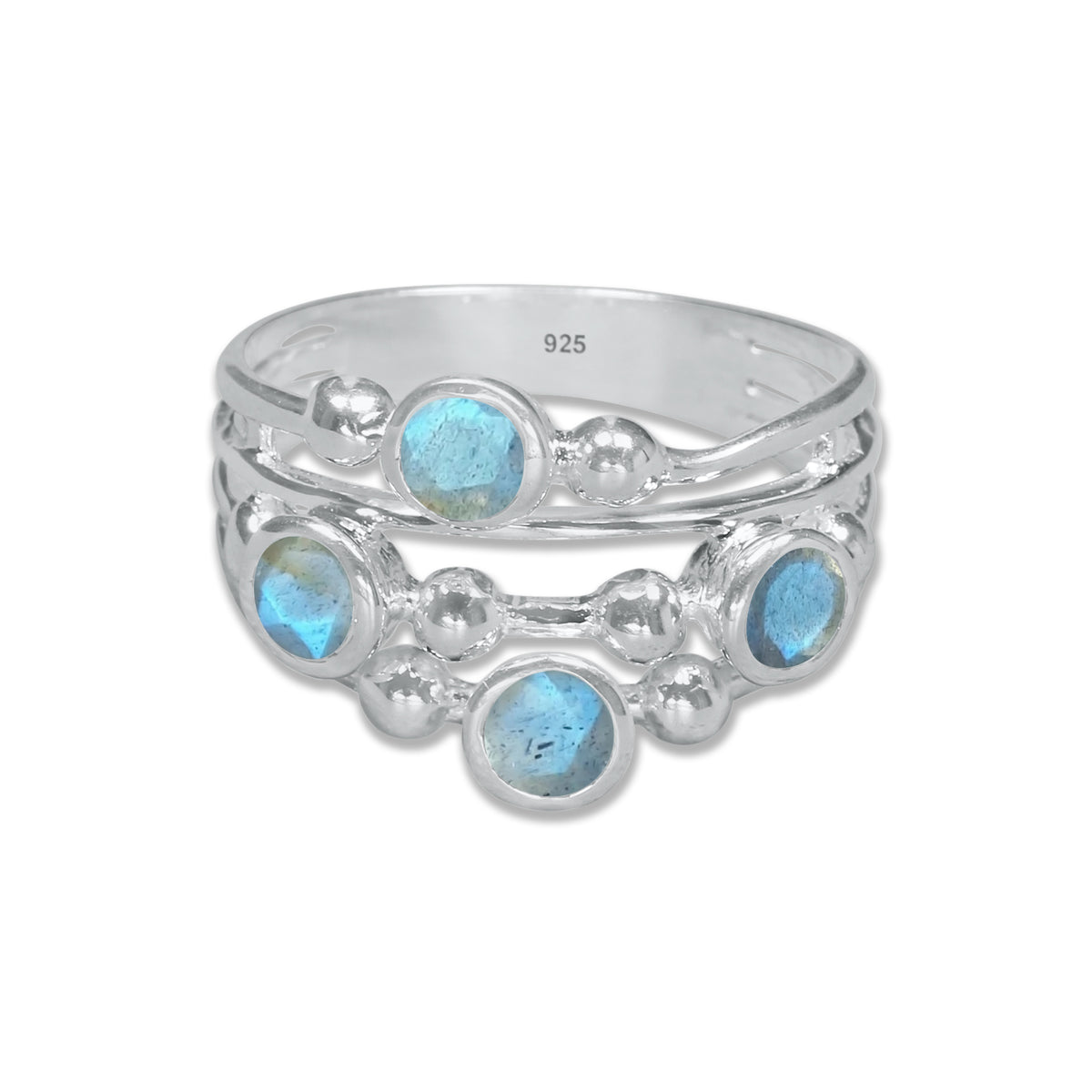 Boho Bubble Band Ring in 925 Sterling Silver – Natural Gemstone Variants | Made to Order