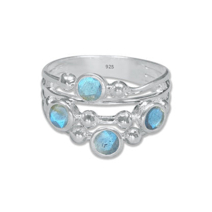 Boho Bubble Band Ring in 925 Sterling Silver – Natural Gemstone Variants | Made to Order