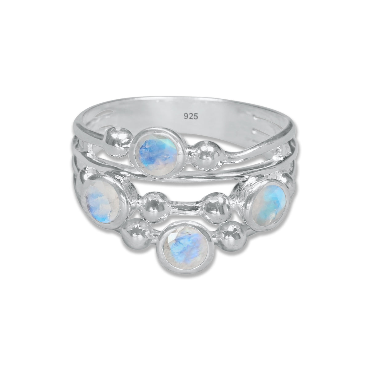 Boho Bubble Band Ring in 925 Sterling Silver – Natural Gemstone Variants | Made to Order