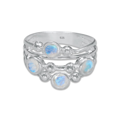 Boho Bubble Band Ring in 925 Sterling Silver – Natural Gemstone Variants | Made to Order