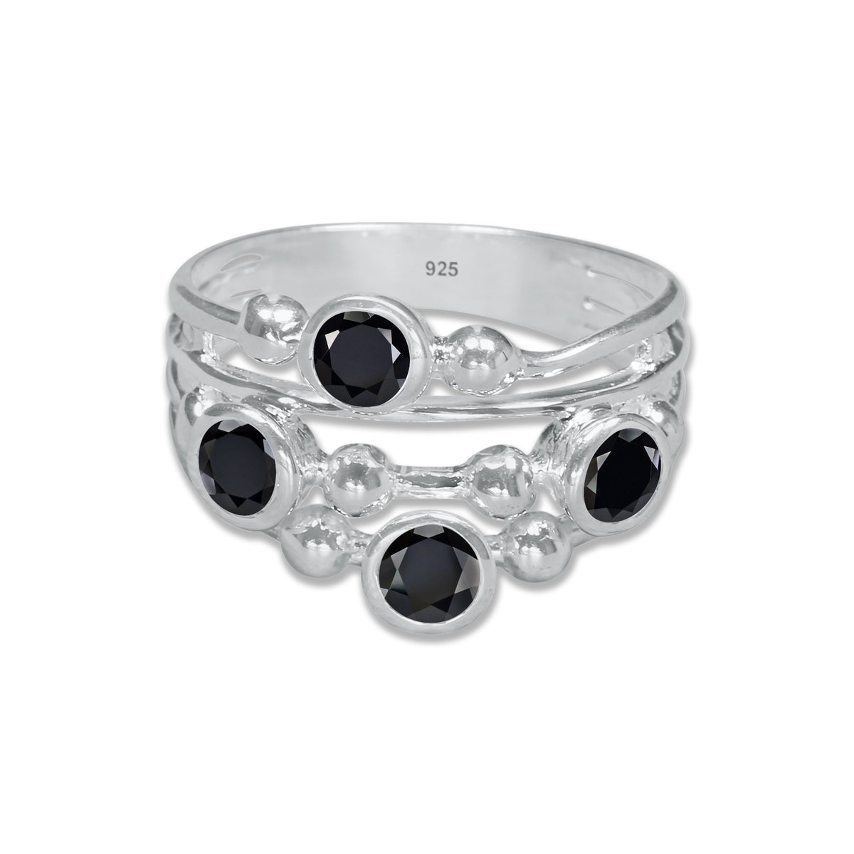 Boho Bubble Band Ring in 925 Sterling Silver – Natural Gemstone Variants | Made to Order
