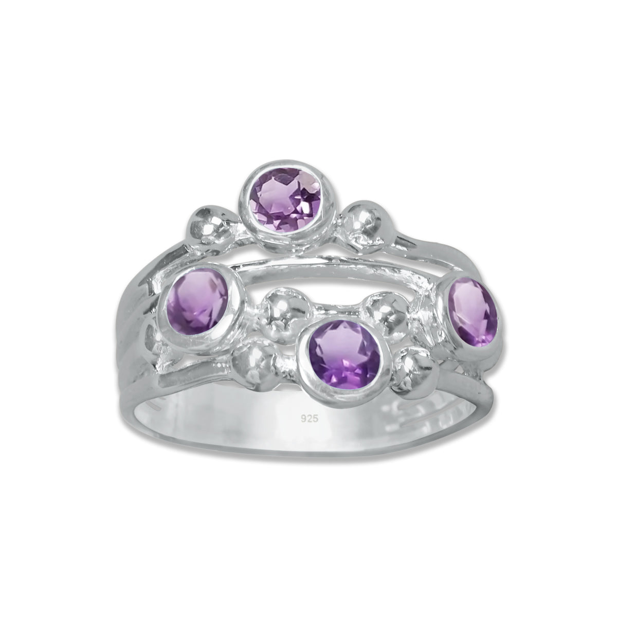 Boho Bubble Band Ring in 925 Sterling Silver – Natural Gemstone Variants | Made to Order