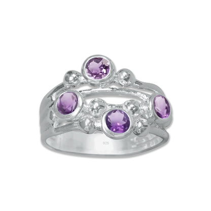 Boho Bubble Band Ring in 925 Sterling Silver – Natural Gemstone Variants | Made to Order