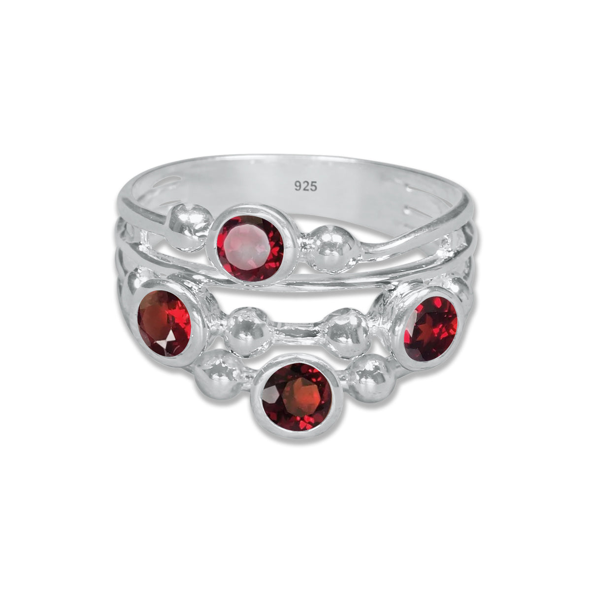 Boho Bubble Band Ring in 925 Sterling Silver – Natural Gemstone Variants | Made to Order