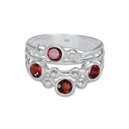 Boho Bubble Band Ring in 925 Sterling Silver – Natural Gemstone Variants | Made to Order