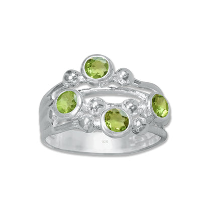 Boho Bubble Band Ring in 925 Sterling Silver – Natural Gemstone Variants | Made to Order