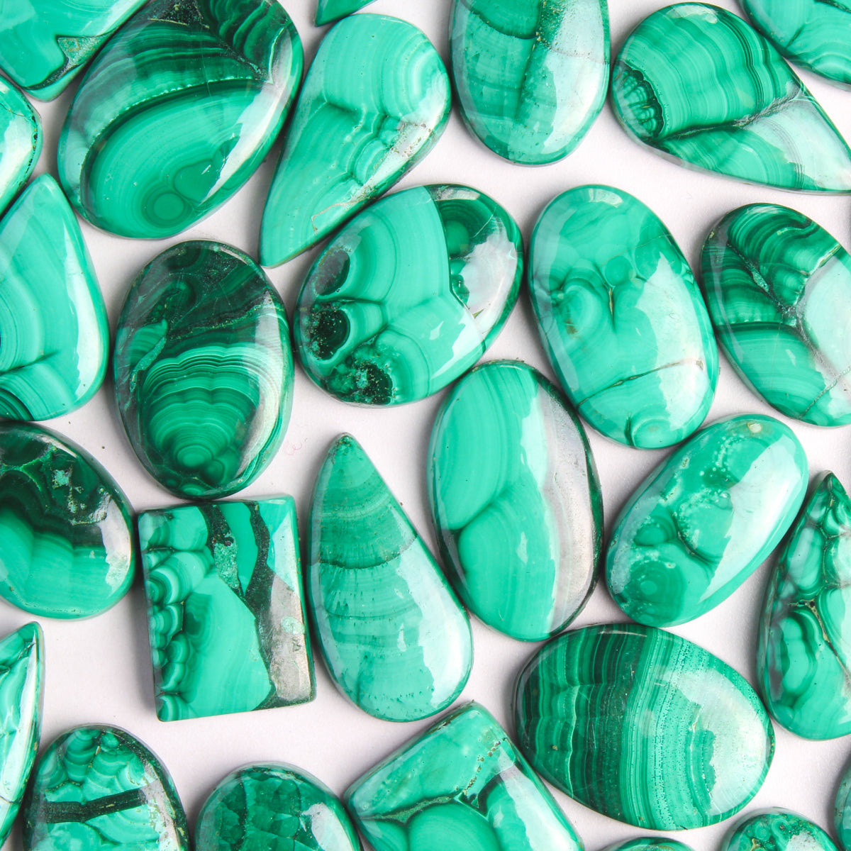 Malachite Loose Cabochons - Wholesale, Assorted shapes and Sizes